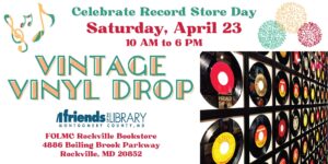 Vintage Vinyl Drop on April 23 at Rockville Bookstore 10-6PM
